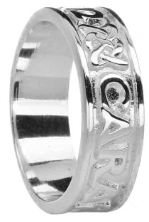 Mens White Gold "My Soul Mate" Celtic Band Ring