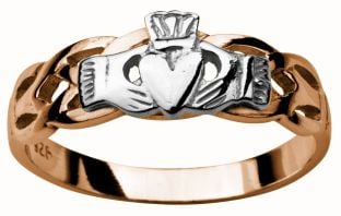 Ladies Rose & White Gold Claddagh Celtic Wedding Ring