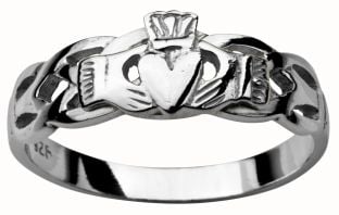 Ladies Silver Celtic Claddagh Ring