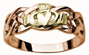 Mens Rose & Yellow Gold Claddagh Celtic Wedding Ring