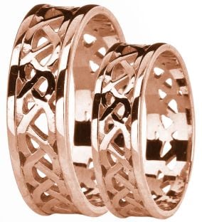 Rose Gold Celtic Band Ring Set