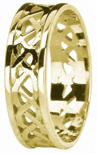 14K Gold coated Silver Celtic Band Ring Unisex Mens Ladies