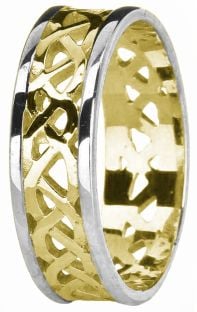 14K Two Tone Gold Celtic Band Ring Unisex Mens Ladies