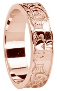 Ladies Rose Gold Celtic Claddagh Band Ring 