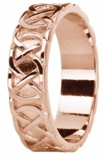 Mens Rose Gold Celtic "Eternity Knot" Wedding Band Ring 