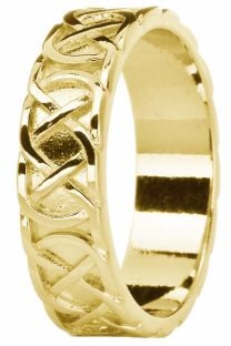 Mens Yellow Gold Celtic "Eternity Knot" Wedding Band Ring 