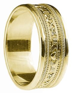 Ladies Gold Claddagh Celtic Wedding Band Ring 