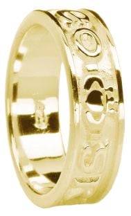 Ladies 14K Gold coated Silver "Love Forever" Claddagh Band Ring