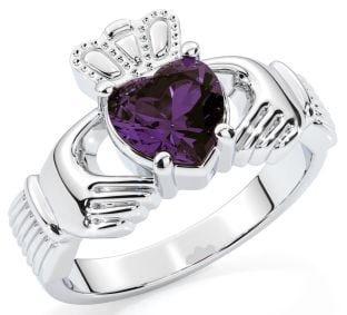 Ladies Alexandrite Silver Claddagh Ring - June Birthstone