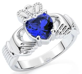 Ladies Sapphire Silver Claddagh Ring - September Birthstone