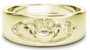 14K  Gold coated Silver Claddagh Band Ring Unisex Mens Ladies