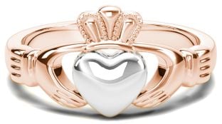 Classic Ladies Rose & White Gold Claddagh Ring