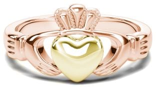 Classic Ladies Rose & Yellow Gold Claddagh Ring
