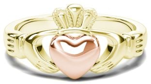 Classic Ladies Yellow & Rose Gold Claddagh Ring