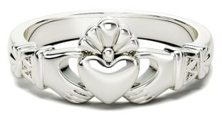 Ladies White Gold Claddagh Celtic Knot Ring