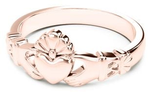 Ladies 14K Rose Gold coated Silver Claddagh Celtic Knot Ring