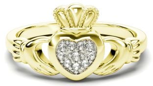 Ladies Diamond Silver Claddagh Ring