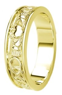 Gold Celtic Claddagh Band Ring Ladies