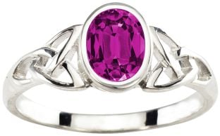 Ladies Alexandrite Silver Celtic Trinity Knot Ring - June Birthstone