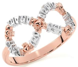 "My Soul Mate" White Rose Gold Irish Infinity Claddagh Ring
