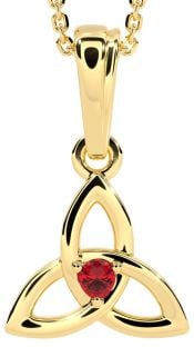 Gold Genuine Ruby .06cts "Celtic Knot" Pendant Necklace - July Birthstone