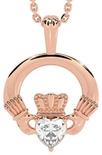 Ladies Diamond Silver Claddagh Ring