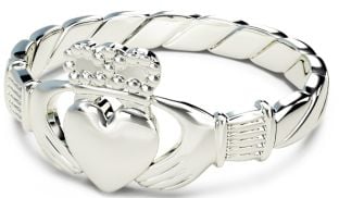 Ladies Silver Claddagh "Rope" Ring 