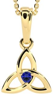 Gold Genuine Sapphire .06cts Celtic Knot Pendant Necklace - September Birthstone