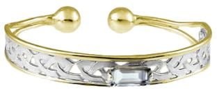 14K Two Tone Gold Silver Diamond Celtic Bangle Bracelet