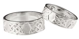 White Gold Celtic "Lovers Knot" Wedding Band Rings Set