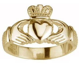 14K Gold Silver Claddagh Wedding Ring Set