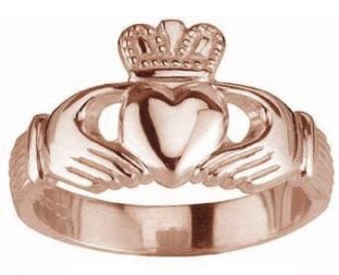 Mens 14K Rose Gold Silver Claddagh Ring