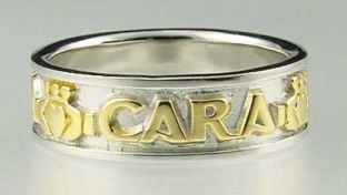 14K Two Tone Gold Silver "My Soul Mate" Claddagh Band Ring Set