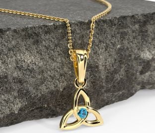 Gold Topaz .06cts Celtic Knot Pendant Necklace - December Birthstone