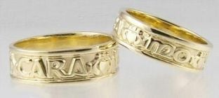 10K/14K/18K Yellow Gold "My Soul Mate" Claddagh Wedding Band Rings Set