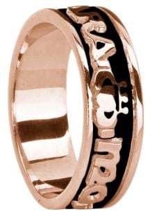 Ladies Rose Gold & Black Rhodium  "My Soul Mate" Claddagh Wedding Band Ring