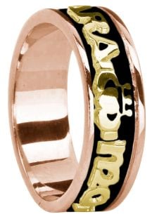 Ladies Rose & Yellow Gold & Black Rhodium  "My Soul Mate" Claddagh Wedding Band Ring