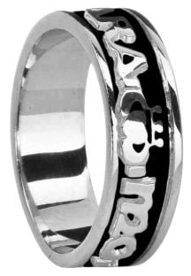 Ladies White Gold & Black Rhodium  "My Soul Mate" Claddagh Wedding Band Ring