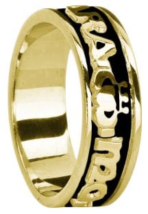 Ladies Gold & Black Rhodium  "My Soul Mate" Claddagh Wedding Band Ring