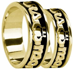 14K Gold coated Silver "My Soul Mate" Claddagh Band Ring Set