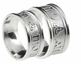 10K/14K/18K White Gold "My Soul Mate" Celtic Knot Wedding Rings Set 