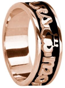 Mens Rose Gold & Black Rhodium  "My Soul Mate" Claddagh Wedding Band Ring