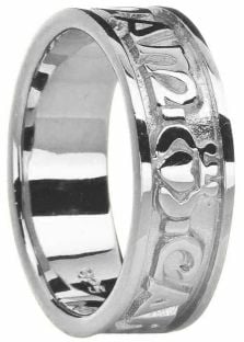 Ladies14K White Gold "My Soul Mate" Celtic Claddagh Ring