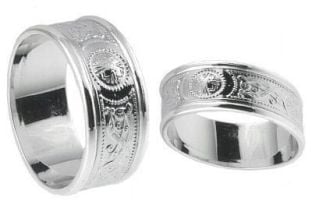 10K/14K/18K White Gold Celtic "Warrior" Wedding Ring Set