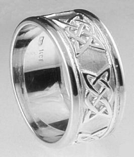 Mens 10K/14K/18K White Gold Celtic "Lovers Knot " Wedding Ring