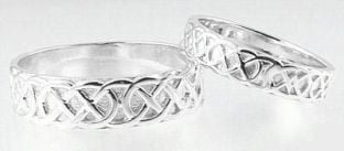 White Gold Celtic "Eternity Knot" Wedding Band Ring Set