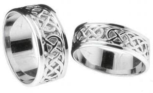 10K/14K/18K White Gold Celtic "Eternity Knot" Wedding Ring Set