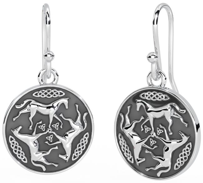 Silver Celtic Horse Dangle Earrings