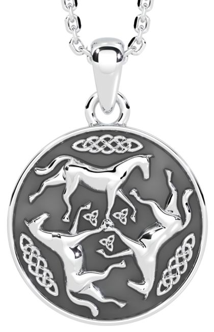 Silver Celtic Horse Pendant Necklace
