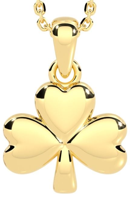 Gold Irish Shamrock Pendant  Necklace Charm